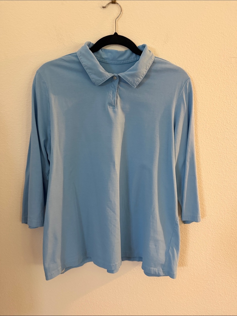 Classic Light Blue Long-Sleeve Polo Top